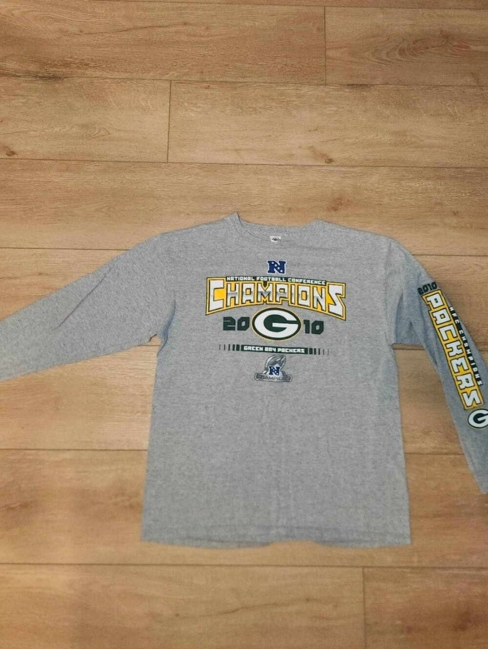 Vintage Y2K 2010 NFL Champions Greenbay Packers Gray Long Sleeve Mens Size Large